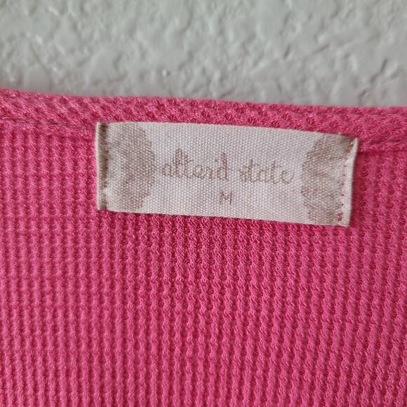 Altar’d State Milkmaid Square Neck‎ Thermal Top SZ Medium Smocked Pink Cropped - Picture 5 of 8